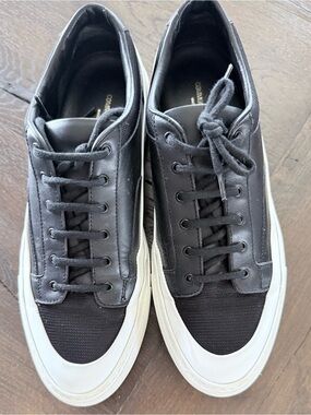 Common Projects Black Leather & Textile Low-Top Sneakers with White Sole